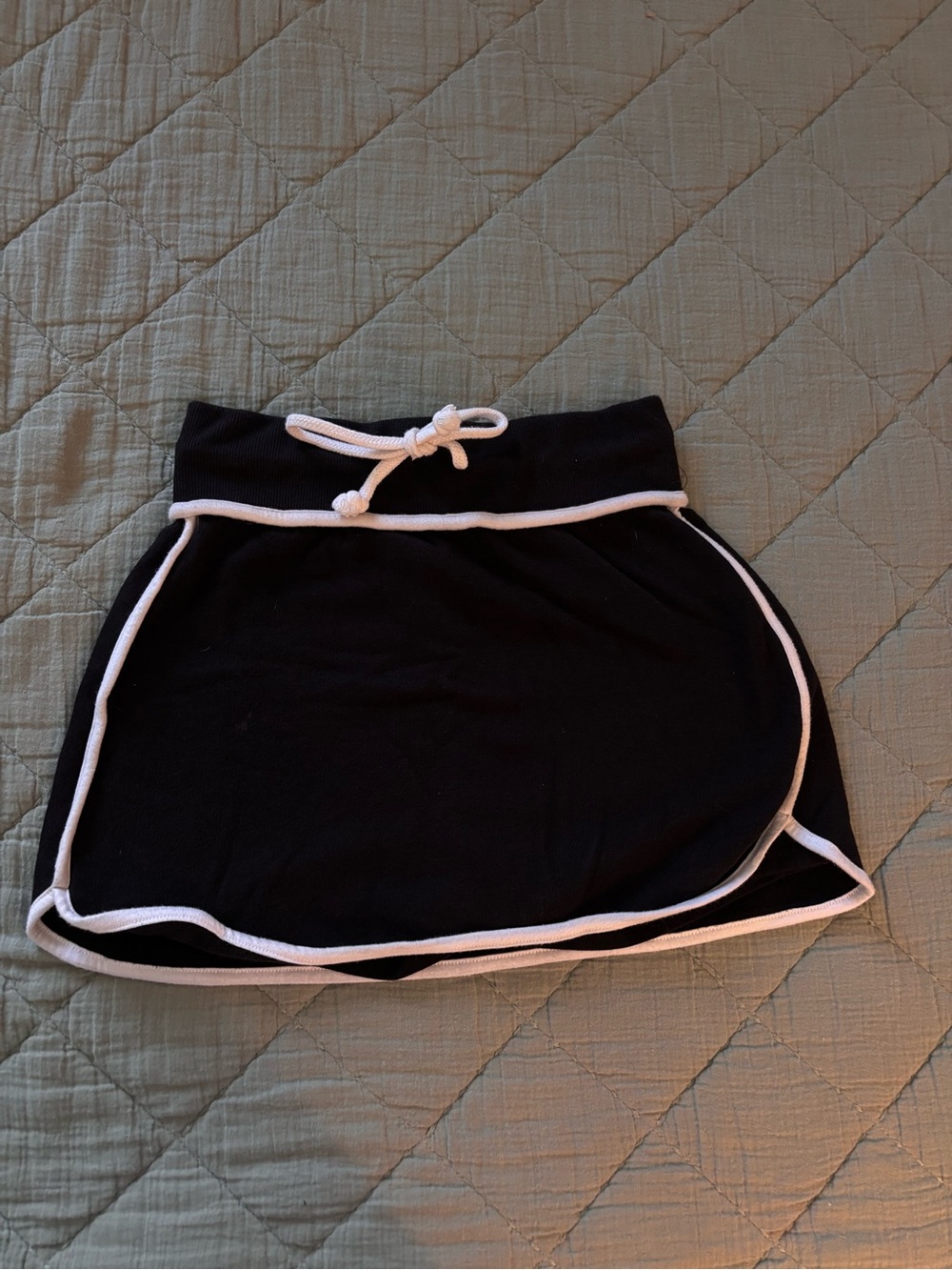 SO Black Skort with White Piping and Drawcord